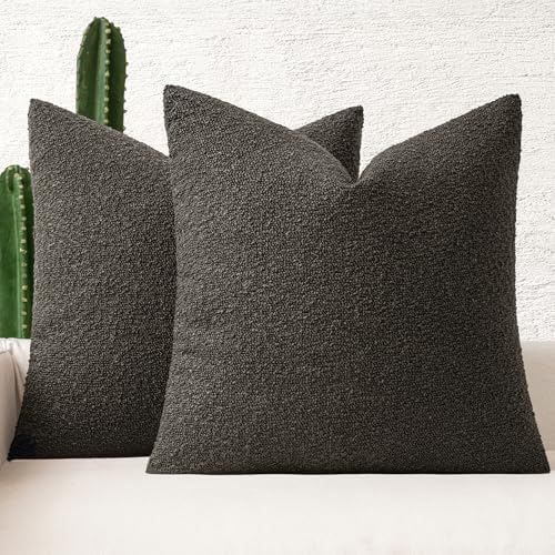 MIULEE 20x20 Decorative Boucle Couch Pillow Covers Dark Coffee by MIULEE
