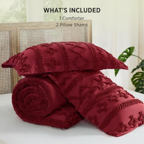 Bedsure Tufted Boho Comforter Set King, Bedroom Decor Bedding Set Red - Image 6