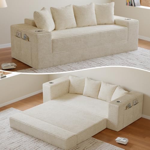 78" Boneless Couch for Living Room, Futon Sleeper Sofa Bed by Fancyfire