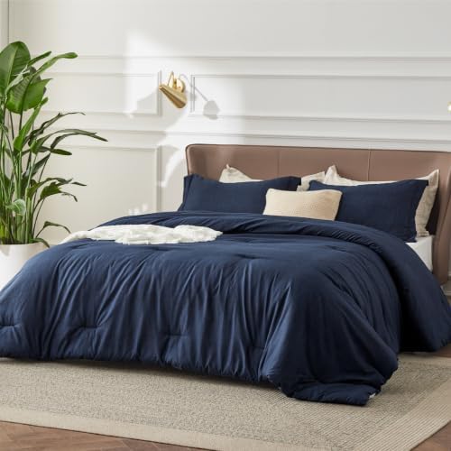 Bedsure Navy Twin Comforter Set, Soft College Dorm Room Essentials 2 Pcs - Image 5