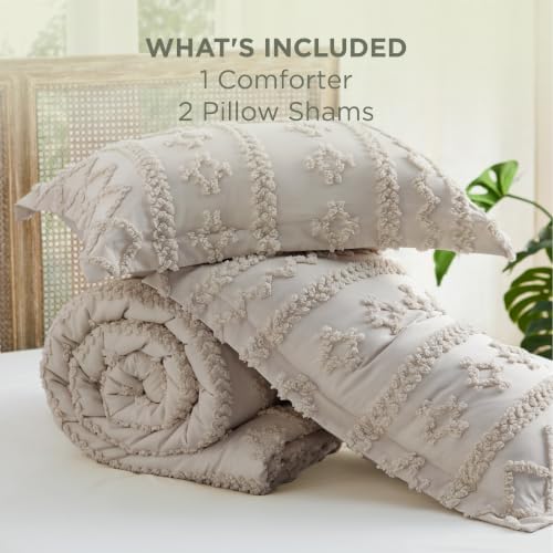 Bedsure Boho Comforter Set Oversized Queen, Bedroom Decor Bedding Set Linen - Image 6