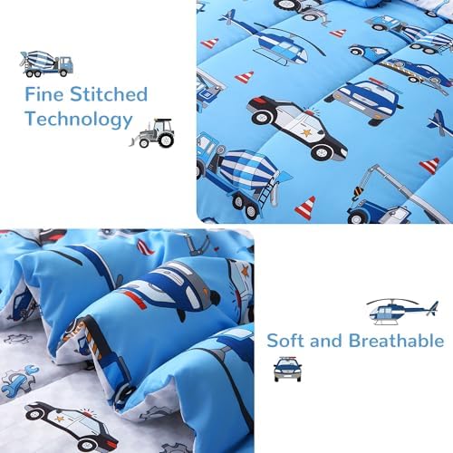 Kids Twin Comforter Sets for Boys 6 Pieces Blue Bedding Set for Teens - Image 4