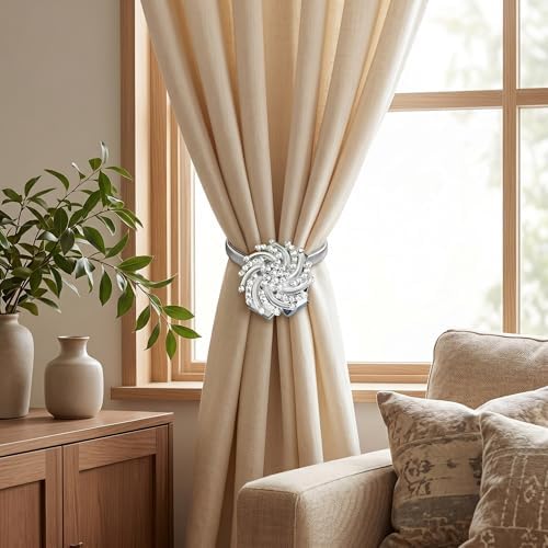 2 Pack Mini Flower Magnetic Curtain Tiebacks Window Holdback Buckles - Image 6