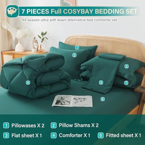 7pcs Solid Comforter Set Full Down Alternative Bedding Sets - Image 7