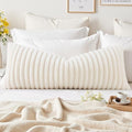 decorUhome Faux Fur Throw Pillow Covers 14x36 Pack of 1 Cream White by decorUhome
