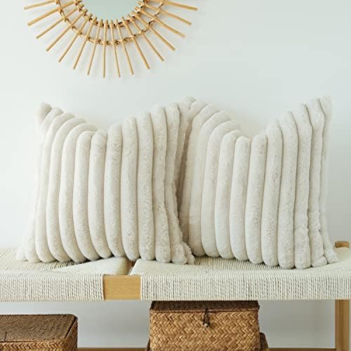 JOJUSIS Faux Fur Plush Throw Pillow Covers, 22 x 22-Inch by JOJUSIS