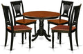 East West Furniture HLPL5-BCH-W 5 Piece Kitchen Table Set for 4 Includes a Round Dining Room Table with Pedestal and 4 Dining Chairs, 42x42 Inch, Black & Cherry