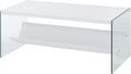 Convenience Concepts SoHo Glass Modern Living Storage Shelf, Contemporary Coffee Table for Family Room, 40", White