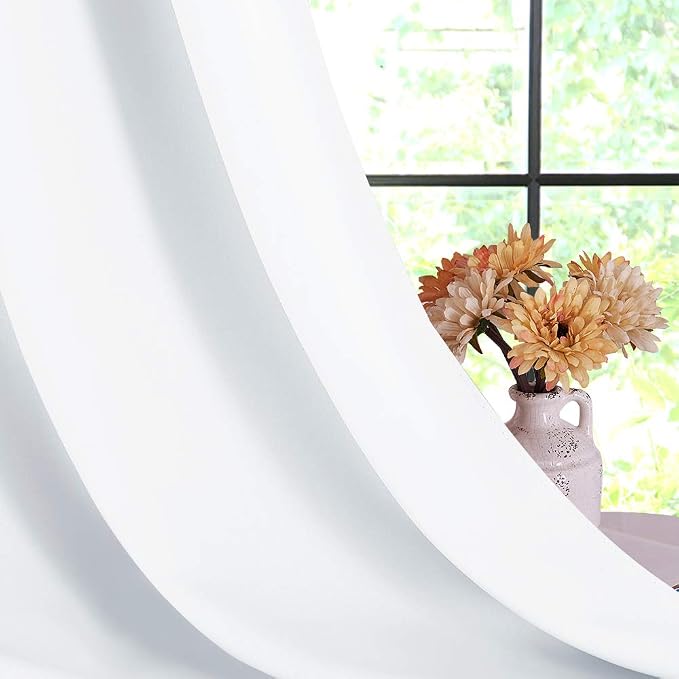 NICETOWN White Curtains for Living Room, W34 x L60, Thermal Insulated Window - Image 6