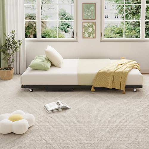 IDEALHOUSE Twin Pop Up Trundle Bed Frame, Trundle Day Bed - Image 6