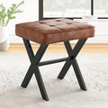 LUE BONA Vanity Stool, Square Faux Leather Makeup Stool by LUEBONA