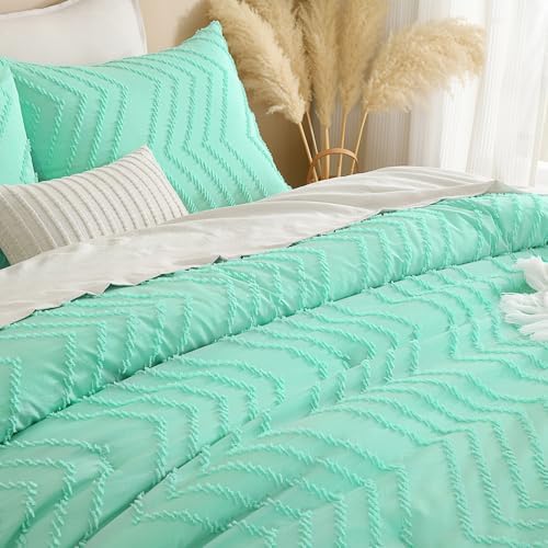 Andency Mint Green Comforter Set King Size, 3 Pieces Soft Bedding Set - Image 3