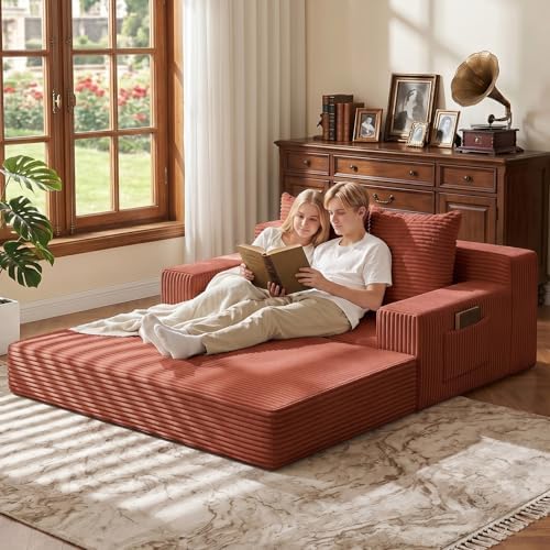 Boneless Loveseat Couch Folding Sofa Bed, Foldable Floor Futon Sleeper Couch Bed - Image 2