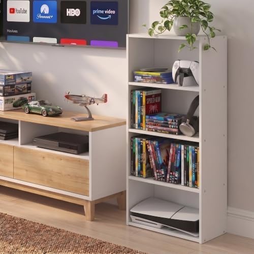Furinno Basic DVD Shelf, 4-Tier CD Rack, Media Shelf - Image 3