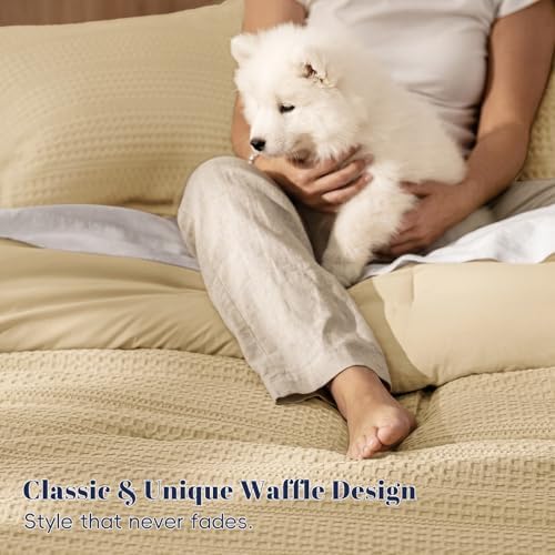 PHF Soft Waffle Comforter Set King Size- Comfy Breathable Waffle Weave Comforter - Image 5