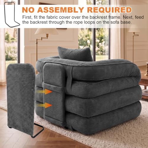 Convertible Sofa Bed, Boneless Sleeper Chair Bed - Image 4