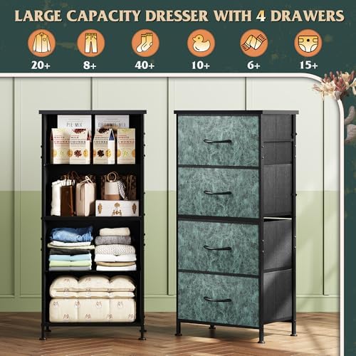 WLIVE Small Dresser Nightstand for Bedroom, 4 Drawers, Vintage Green - Image 5