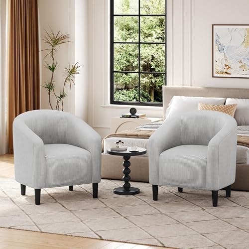 Yaheetech Compact Corduroy Accent Chairs Set of 2 - Image 4