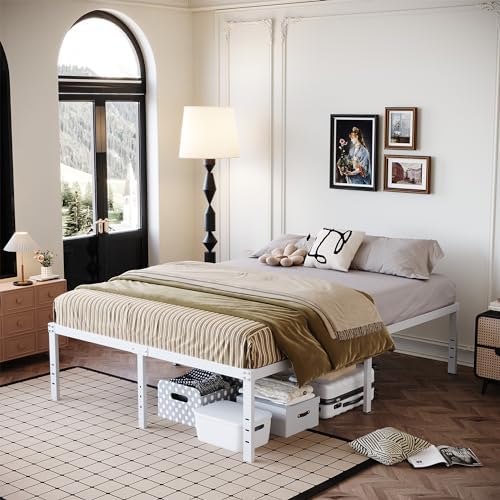 DiaOutro 18 Inch White Full Size Bed Frame - Image 5