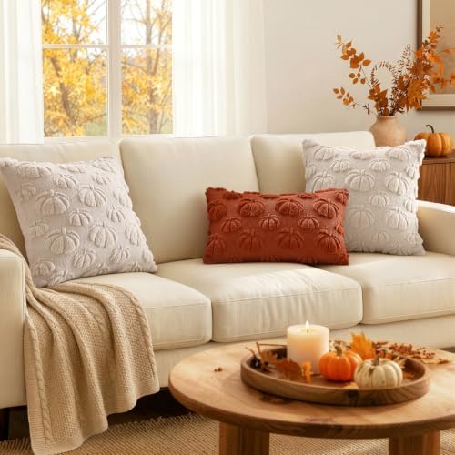 MIULEE Fall Decor Pillow Covers 20x20 Set of 2 Pumpkin Beige - Image 3
