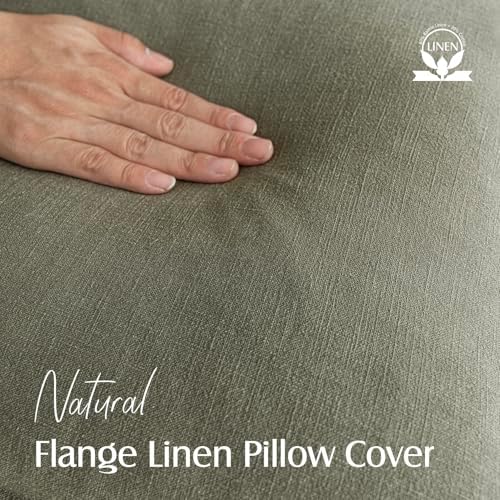 Foindtower Linen Decorative Throw Pillow Covers 22x22 Olive Branch Green - Image 2