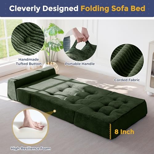 MAXYOYO Folding Sofa Bed, 8-Inch Fold-Out Chair Bed - Image 5