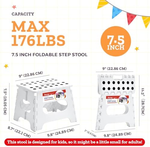 Collapsible Step Stool 7.5 Inch, Small Folding Stool, 176 lbs - Image 4