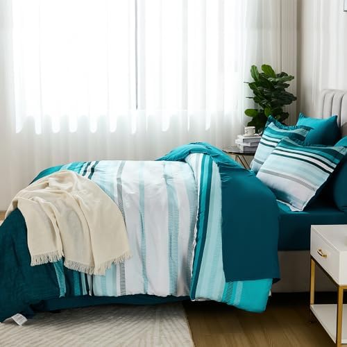 Dobuyly Teal Comforter California King Size 7 Pieces, Pillowcases & Shams - Image 4