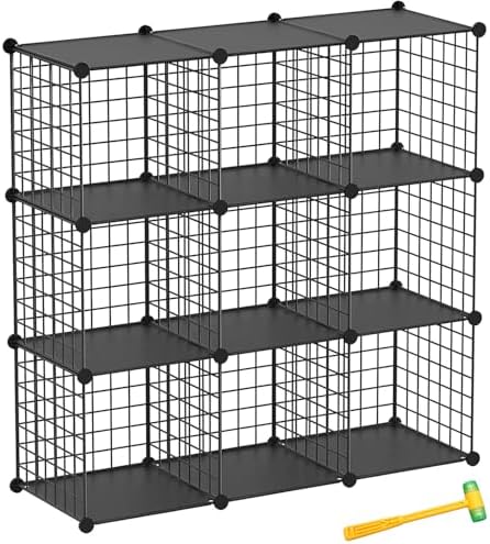 Wire Cube Storage Organizer, 9-Cube Metal Storage Shelves Bookshelf, Stackable by Worththetrustofeverycusto