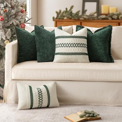 MIULEE Christmas Dark Green Boho Decorative Pillow Covers - Image 2