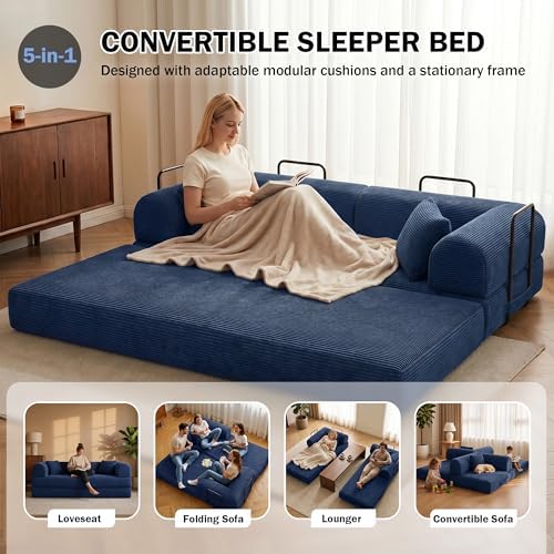 79" Convertible Futon Sofa Bed, Boneless Couch - Image 3