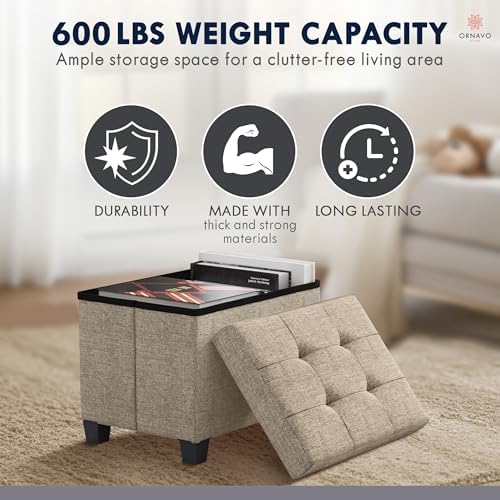 Ornavo Home Small Rectangle Storage Ottoman - Image 3