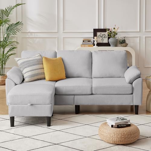 80''L Shaped Sectional Sofa Couch, 3 Seater Corduroy Sofa by Firmacielu-CorduroyComfortableLivingRoomSofasforModernHome