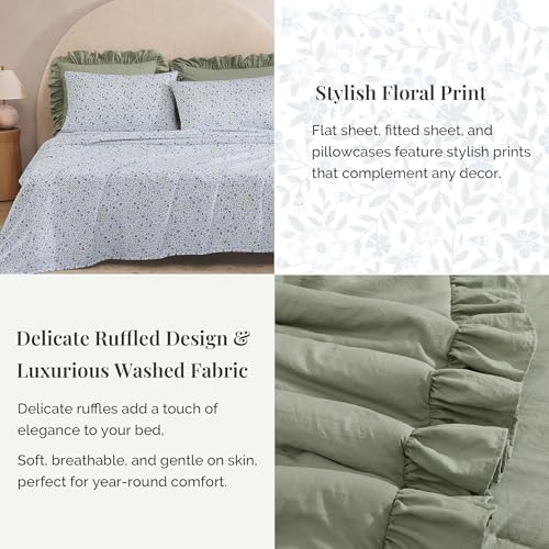 BLOOMHAVEN Oversized Queen Comforter Set-7 Pieces Ruffle Bedding - Image 4