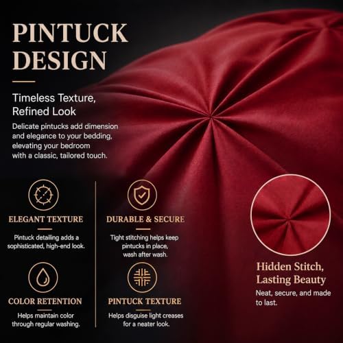 CozyLux Full Size Comforter Sets Dark Red, 7 Pieces Pintuck Bed in a Bag - Image 3