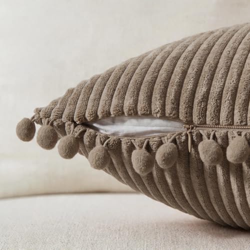 Fancy Homi Set of 2 Light Brown Decorative Throw Pillow Covers 20x20 Inch - Image 3