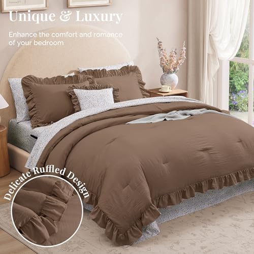 BLOOMHAVEN Oversized King Comforter Sets-7 Pieces Ruffle Bedding - Image 2