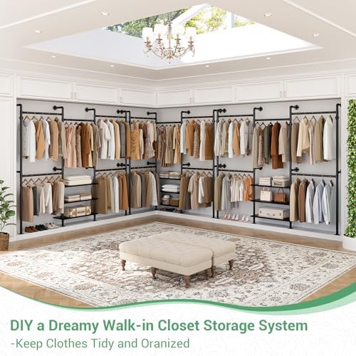 Aheaplus Expandable Industrial Pipe Clothing Rack, 7.3-10.9Ft Closet System - Image 5