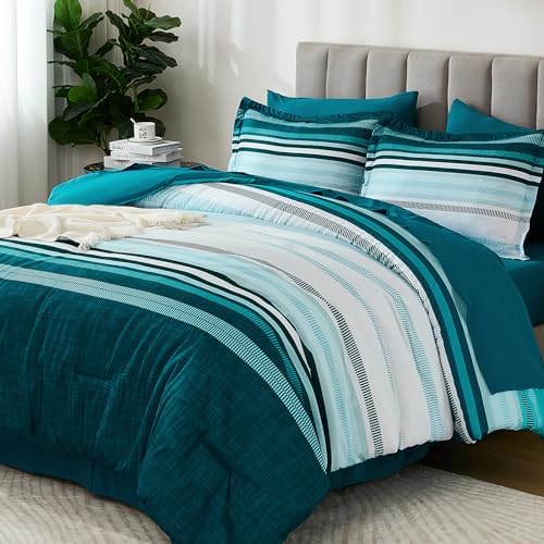 Dobuyly Teal Comforter California King Size 7 Pieces, Pillowcases & Shams by Dobuyly