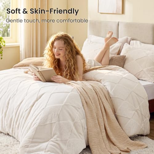 EXQ Home Tufted Diamond Comforter Set Queen, 3 Pieces Bed Set - Image 4