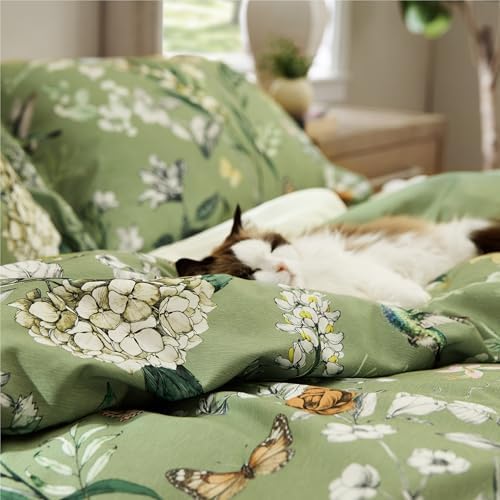 Bedsure Olive Green Floral King Size Comforter, Soft Fall Bedding 3 Pcs - Image 4