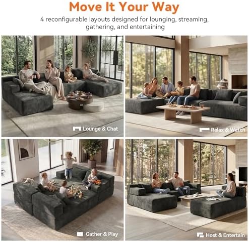 MONVANE 141" U-Shaped Modular Sectional Sofa - Image 4
