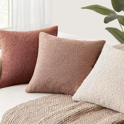 Foindtower Decorative Textured Boucle Throw Pillow Covers 20x20 Orange Red - Image 6