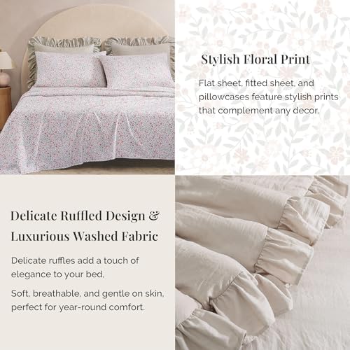 BLOOMHAVEN Queen Comforter Set-7 Pieces Ruffle Bedding - Image 4