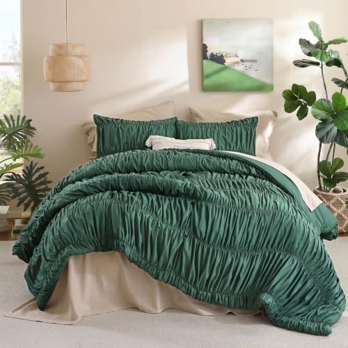 weigelia Emerald Green Ruched Comforter Set King Size, Cute Bedding Set - Image 7