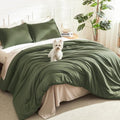 Litanika Olive California King Comforter Set, 3 Pieces Solid Bedding by Litanika