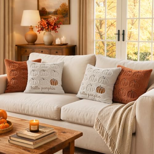 MIULEE Fall Pumpkin Pillow Covers 20x20 Rust Fall Decor - Image 4