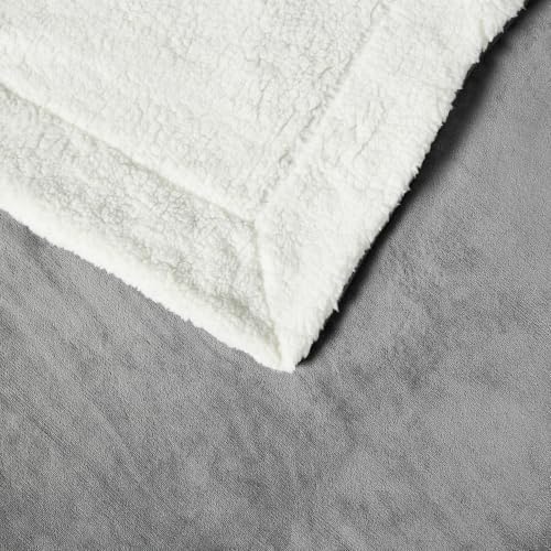 Amazon Basics Reversible Sherpa Throw Blanket, Dark Gray, Ultra Soft - Image 5