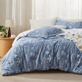 Bedsure Floral Comforter Set Cute Bedding Set Full Reversible Infinity Blue by BEDSURE