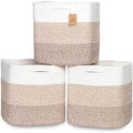 NaturalCozy 13 Inch Cube Storage Bins Cotton Rope Woven Baskets by NaturalCozy